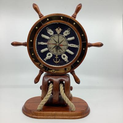 915 Shipswheel Clock , Wooden box, Ceramic Wood Covered Urn