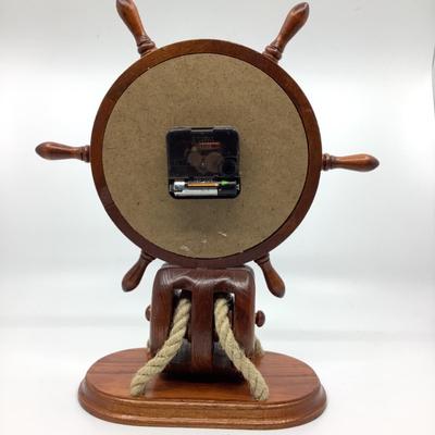 915 Shipswheel Clock , Wooden box, Ceramic Wood Covered Urn