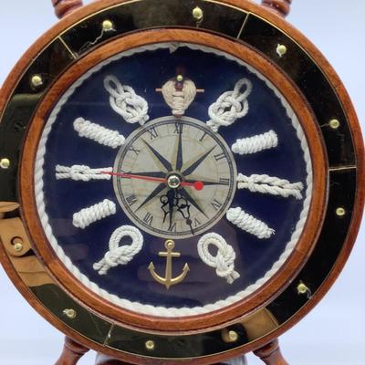 915 Shipswheel Clock , Wooden box, Ceramic Wood Covered Urn