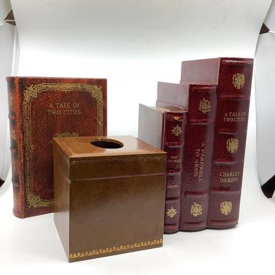 922 Leather Tissue Holder , Faux Book CD Holder, Book Box