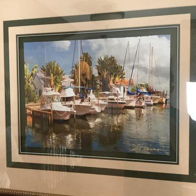 923 Original Signed and Numbered Lithograph of Boat Scene by LEE YOUNG