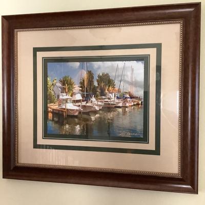 923 Original Signed and Numbered Lithograph of Boat Scene by LEE YOUNG