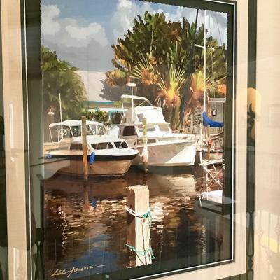 923 Signed and Numbered Origianl Lithograph of Boat Scene by LEE YOUNG