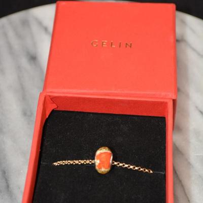 GELIN 14k Gold Bracelet w/ Floral Bead 7”, 2.8g