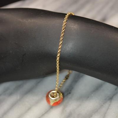 GELIN 14k Gold Bracelet w/ Floral Bead 7”, 2.8g