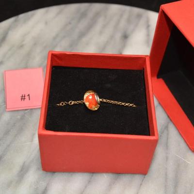 GELIN 14k Gold Bracelet w/ Floral Bead 7”, 2.8g