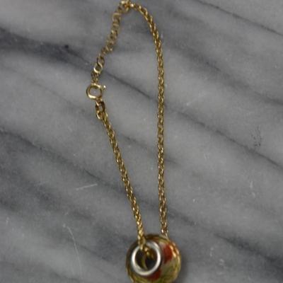 GELIN 14k Gold Bracelet w/ Floral Bead 7”, 2.8g