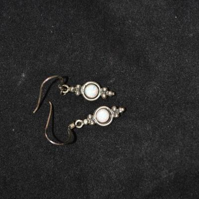 925 Sterling & Opal Drop Earrings 2.3g