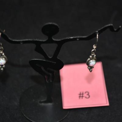 925 Sterling & Opal Drop Earrings 2.3g