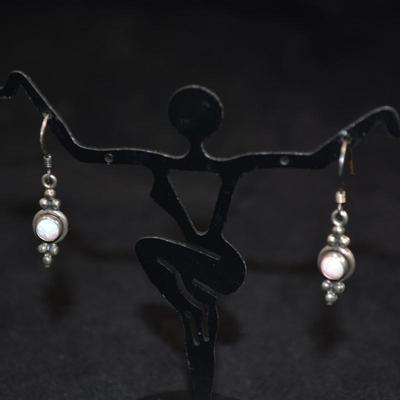 925 Sterling & Opal Drop Earrings 2.3g