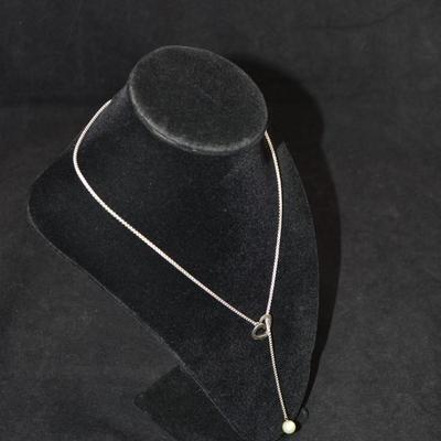 925 Sterling Heart Lariat Necklace w/ Cultured Pearl 20”, 3.4g