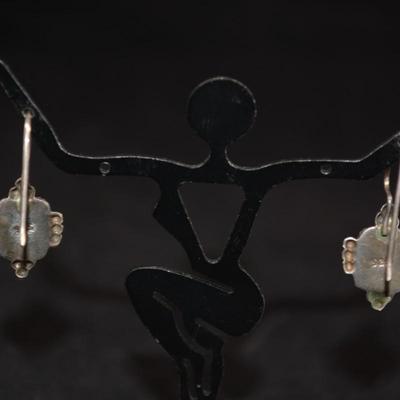 925 Sterling w/ Mahogany Agate Drop Earrings 2.1g