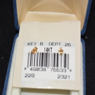 14k Gold Cat Earrings w/ 14k Posts & Backs 0.7g