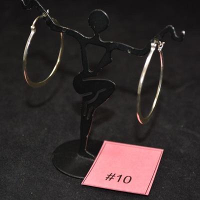 1.75” Flat 925 Sterling Hoop Earrings 2.6g