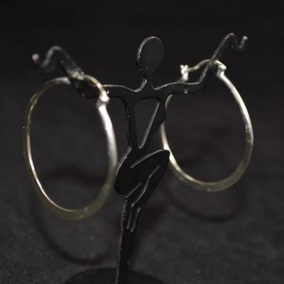 1.75” Flat 925 Sterling Hoop Earrings 2.6g
