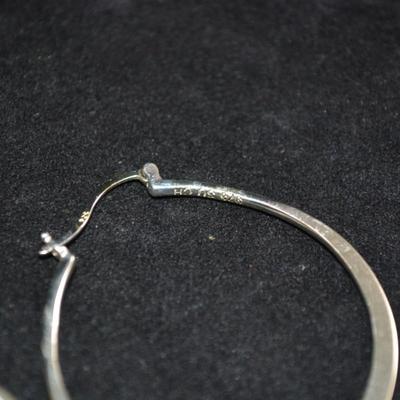 1.75” Flat 925 Sterling Hoop Earrings 2.6g