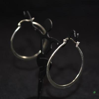1.75” Flat 925 Sterling Hoop Earrings 2.6g