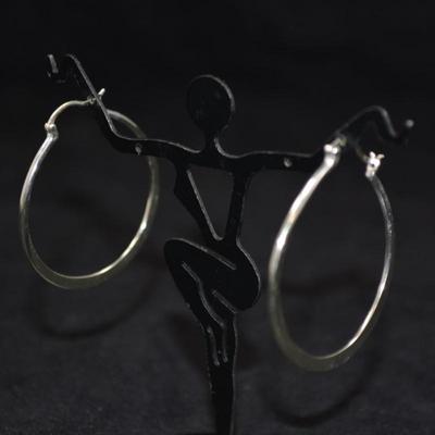 1.75” Flat 925 Sterling Hoop Earrings 2.6g
