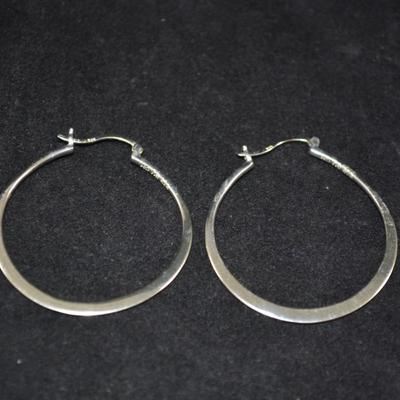 1.75” Flat 925 Sterling Hoop Earrings 2.6g