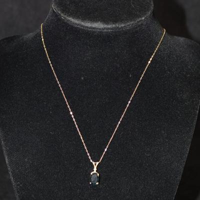 14k Gold Topaz Pendant w/ 14k Chain 16”, 1.9g