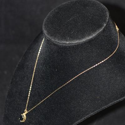 14k Gold Topaz Pendant w/ 14k Chain 16”, 1.9g