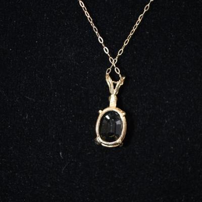 14k Gold Topaz Pendant w/ 14k Chain 16”, 1.9g