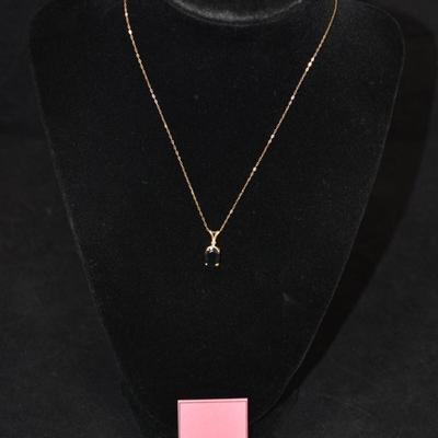 14k Gold Topaz Pendant w/ 14k Chain 16”, 1.9g