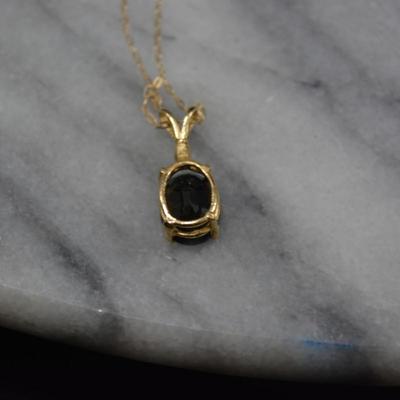 14k Gold Topaz Pendant w/ 14k Chain 16”, 1.9g