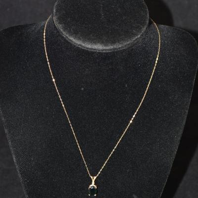 14k Gold Topaz Pendant w/ 14k Chain 16”, 1.9g