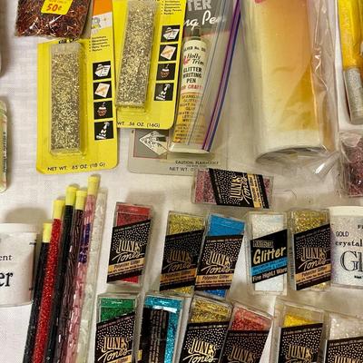 Craft Supply Lot - tons of glitter in various colors mostly new in packages