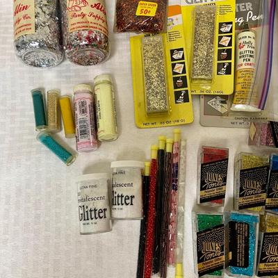 Craft Supply Lot - tons of glitter in various colors mostly new in packages