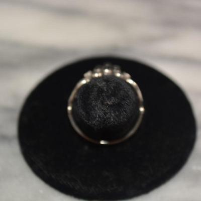 Vintage 925 Sterling Onyx & Marcasite Filigree Ring Size 8.5, 2.6g