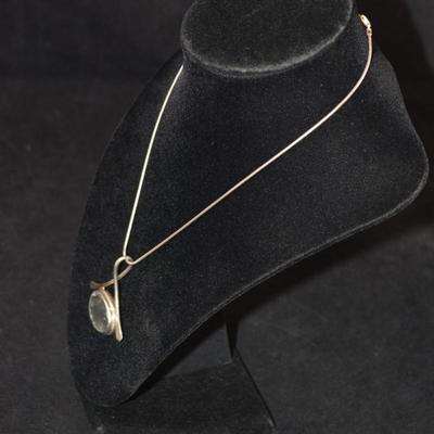 925 Serpentine Chain w/ Sterling Roman Glass Pendant 16”, 12.3g