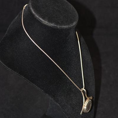 925 Serpentine Chain w/ Sterling Roman Glass Pendant 16”, 12.3g