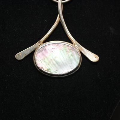 925 Serpentine Chain w/ Sterling Roman Glass Pendant 16”, 12.3g