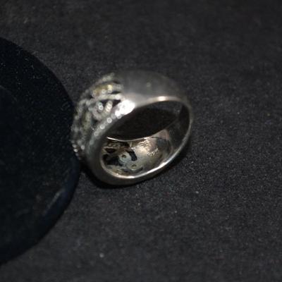 Vintage 925 Sterling Marcasite Filigree Ring Size 7, 3.6g