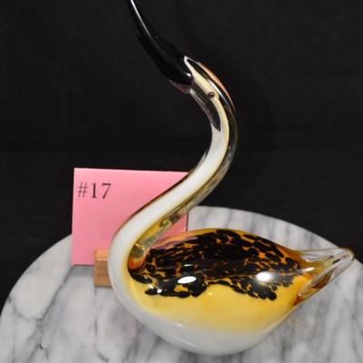 MCM Art Glass Murano Style Water Fowl 10.25” Tall
