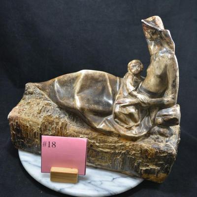 Plaster Cast/Glaze ’Madonna and Child’ 13.5”x12”