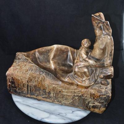 Plaster Cast/Glaze ’Madonna and Child’ 13.5”x12”