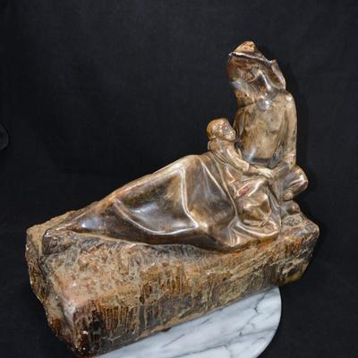 Plaster Cast/Glaze ’Madonna and Child’ 13.5”x12”