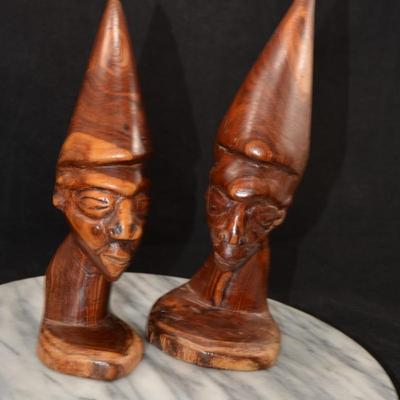 Redwood Hand Carved Tribal Statues 9.25”x8.5”