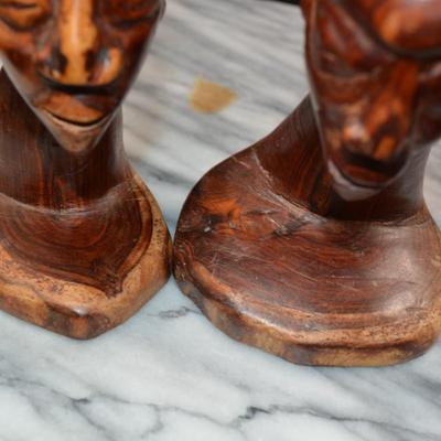 Redwood Hand Carved Tribal Statues 9.25”x8.5”