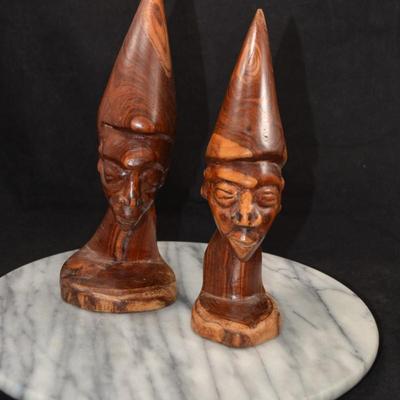 Redwood Hand Carved Tribal Statues 9.25”x8.5”