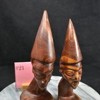 Redwood Hand Carved Tribal Statues 9.25”x8.5”