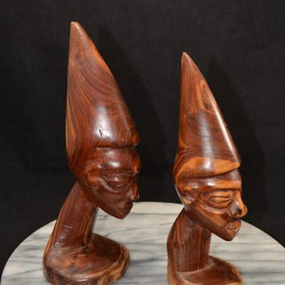Redwood Hand Carved Tribal Statues 9.25”x8.5”