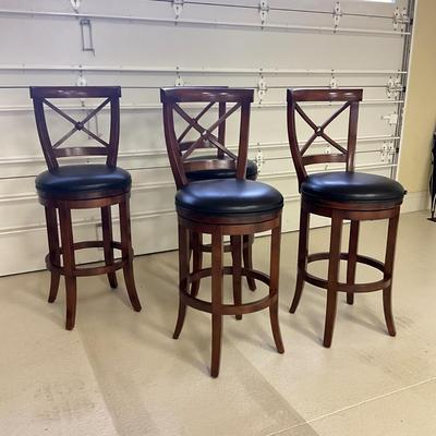 936 Set of Four FRONTGATE Mahogany Barstools