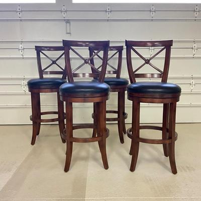936 Set of Four FRONTGATE Mahogany Barstools
