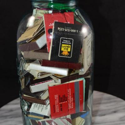 Old Ball Jar full of Matches From All Over 9.5”