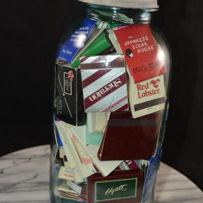 Old Ball Jar full of Matches From All Over 9.5”