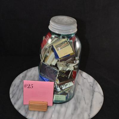 Old Ball Jar full of Matches From All Over 9.5”